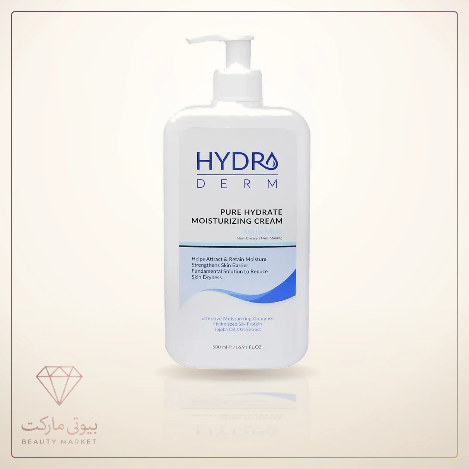 کرم پمپی مرطوب کننده دست و صورت هیدرودرم مدل Aqua Mist حجم 500 میلی لیتر